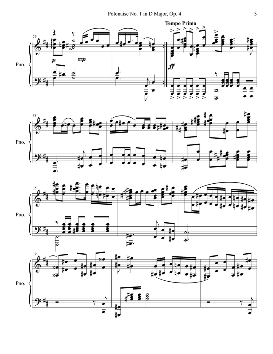 Wieniawski Polonaise No. 1 in D Major Piano Solo scores gallery preview page 4