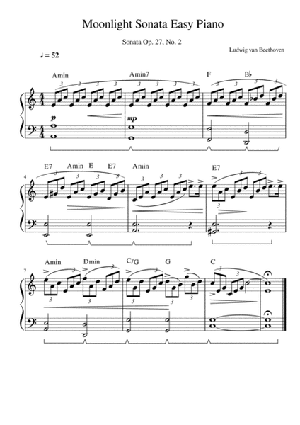 Moonlight Sonata for beginner piano