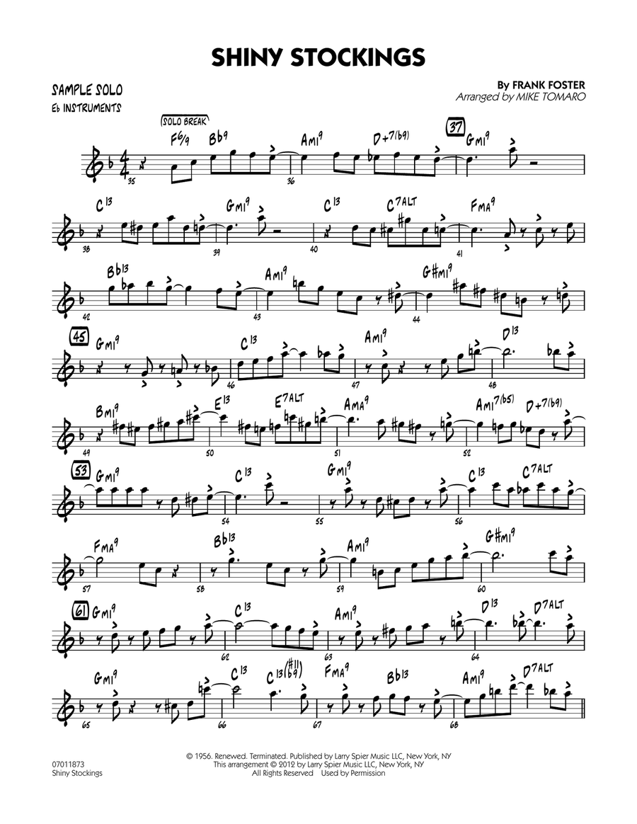 Shiny Stockings - Sample Solo - Eb Instruments Jazz Ensemble scores gallery preview page 1