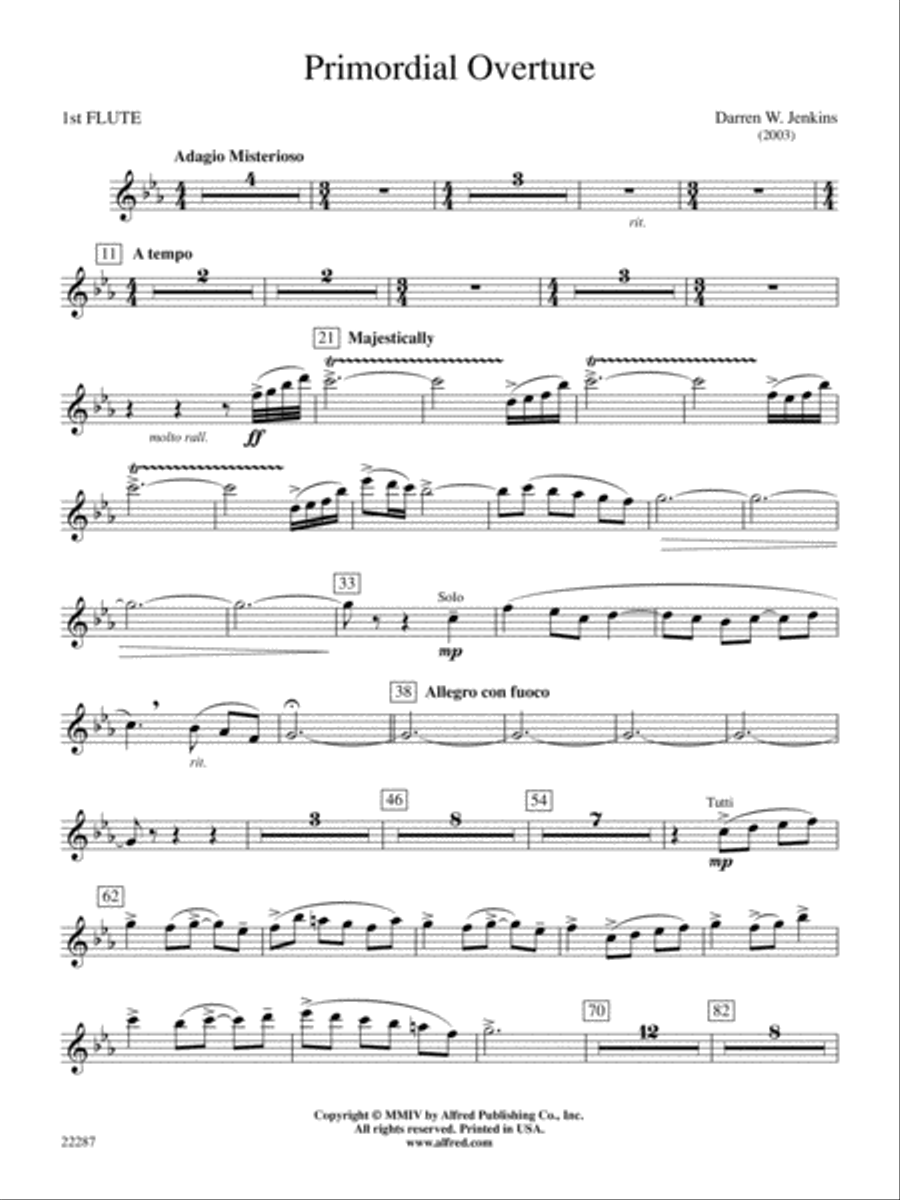 Primordial Overture: Flute Concert Band scores gallery preview page 1