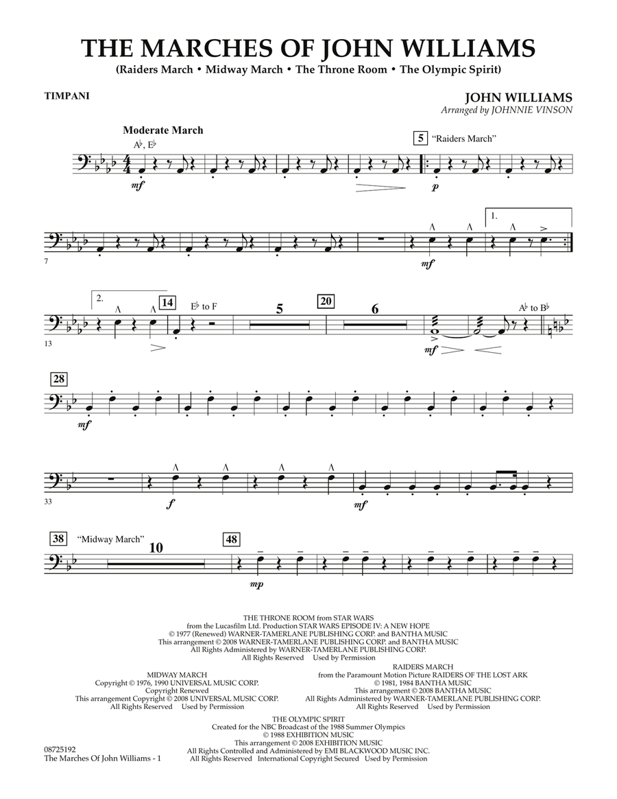 The Marches of John Williams - Timpani Concert Band scores gallery preview page 1