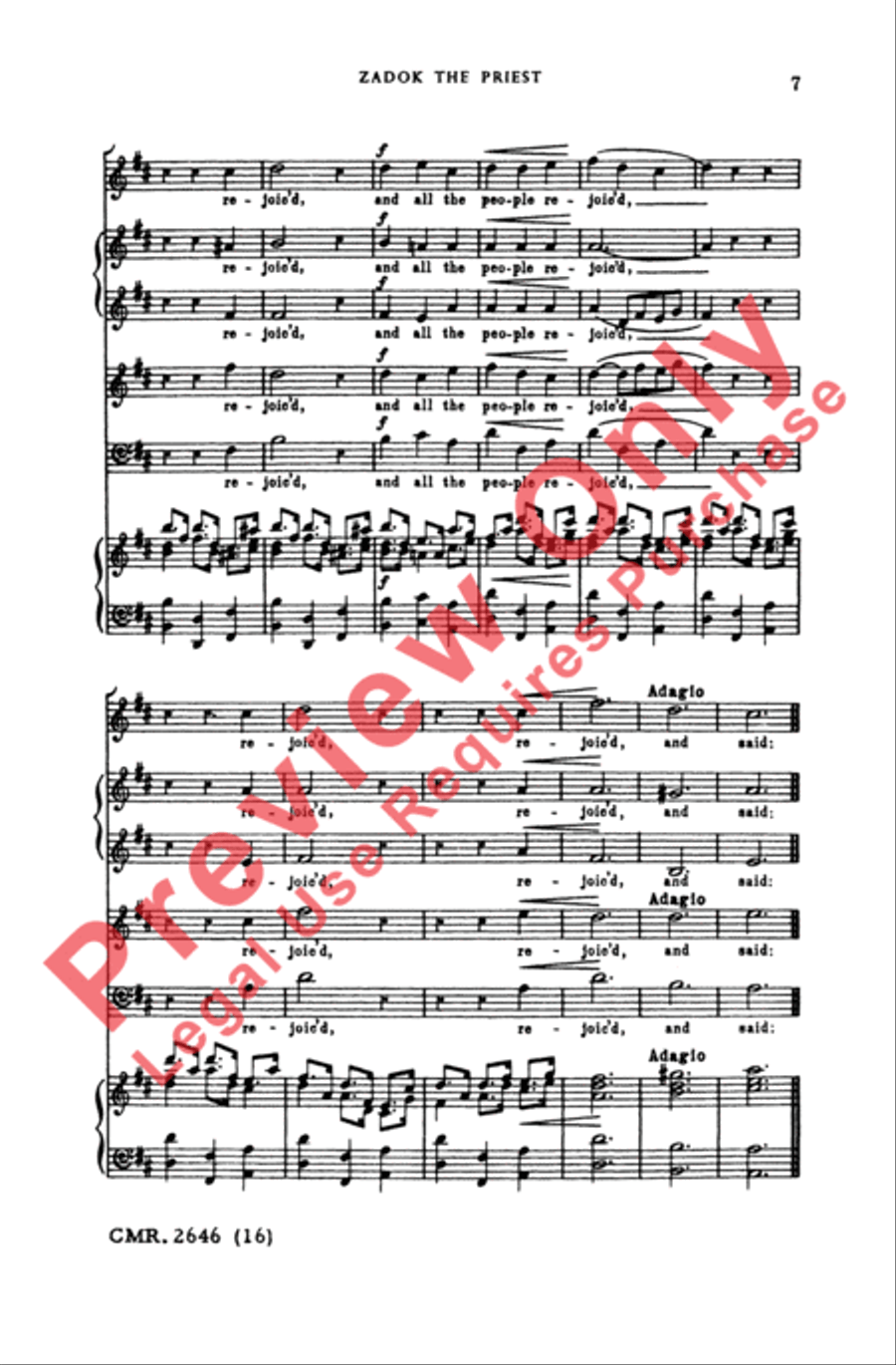Zadok the Priest 4-Part scores gallery preview page 7