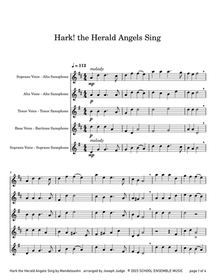 Book cover for Hark The Herald Angels Sing for Saxophone Quartet in Schools
