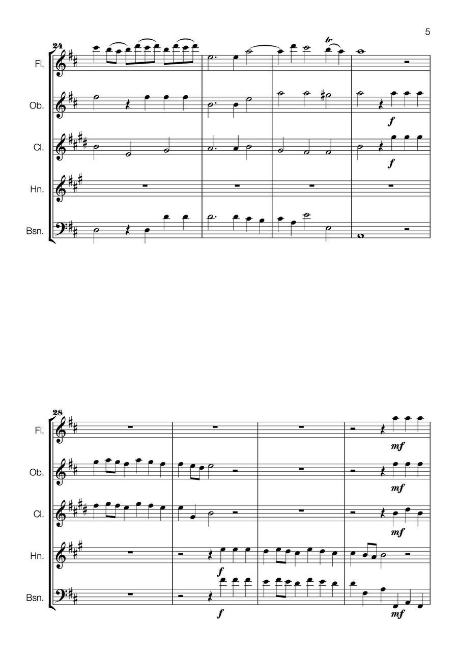 Handel - Alla Hornpipe from Water Music Suite for Wind Quintet Woodwind Quintet scores gallery preview page 5