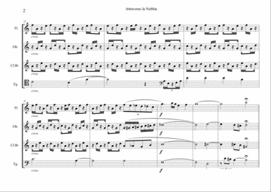 Attraverso La Nebbia (SCORE + PARTS) Woodwind Quartet scores gallery preview page 2