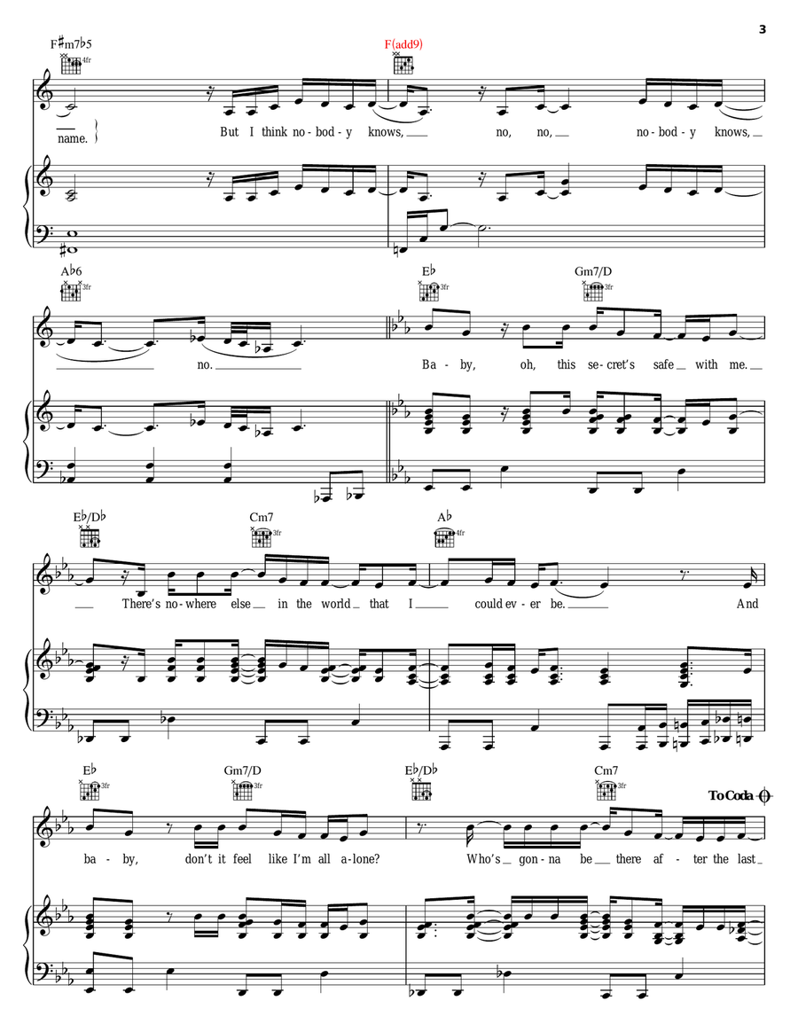 Nobody Knows Piano, Vocal, Guitar scores gallery preview page 3