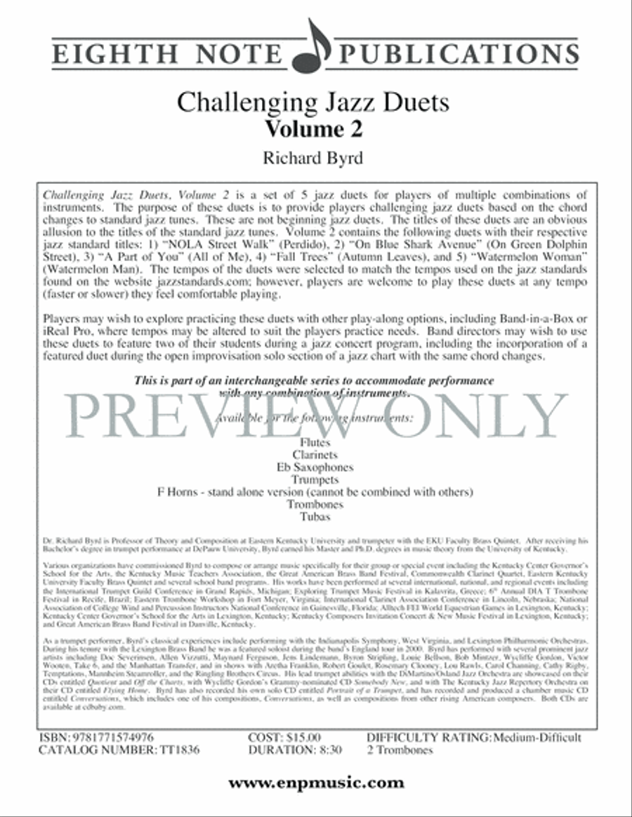 Challenging Jazz Duets, Volume 2 image number null