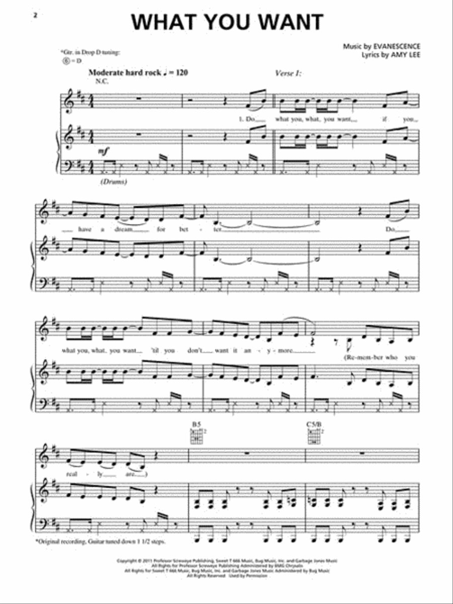 Evanescence Evanescence Piano, Vocal, Guitar scores gallery preview page 3
