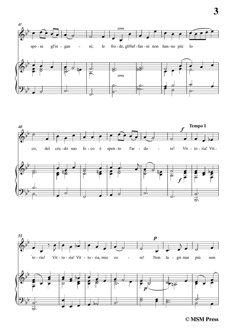Carissimi-Vittoria, mio core in B flat Major, for Voice and Piano Piano, Vocal scores gallery preview page 5