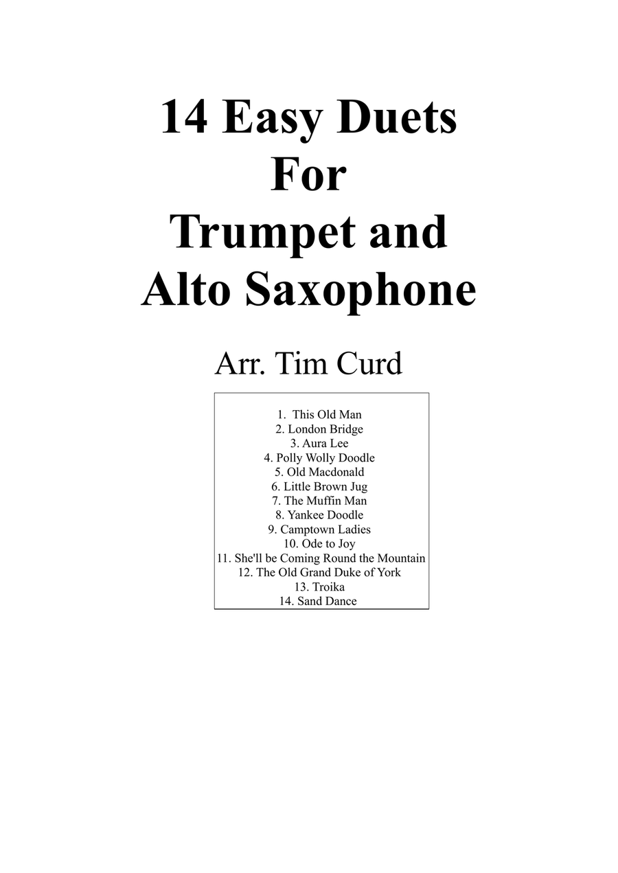14 Easy Duets For Trumpet And Alto Saxophone. Alto Saxophone scores gallery preview page 1