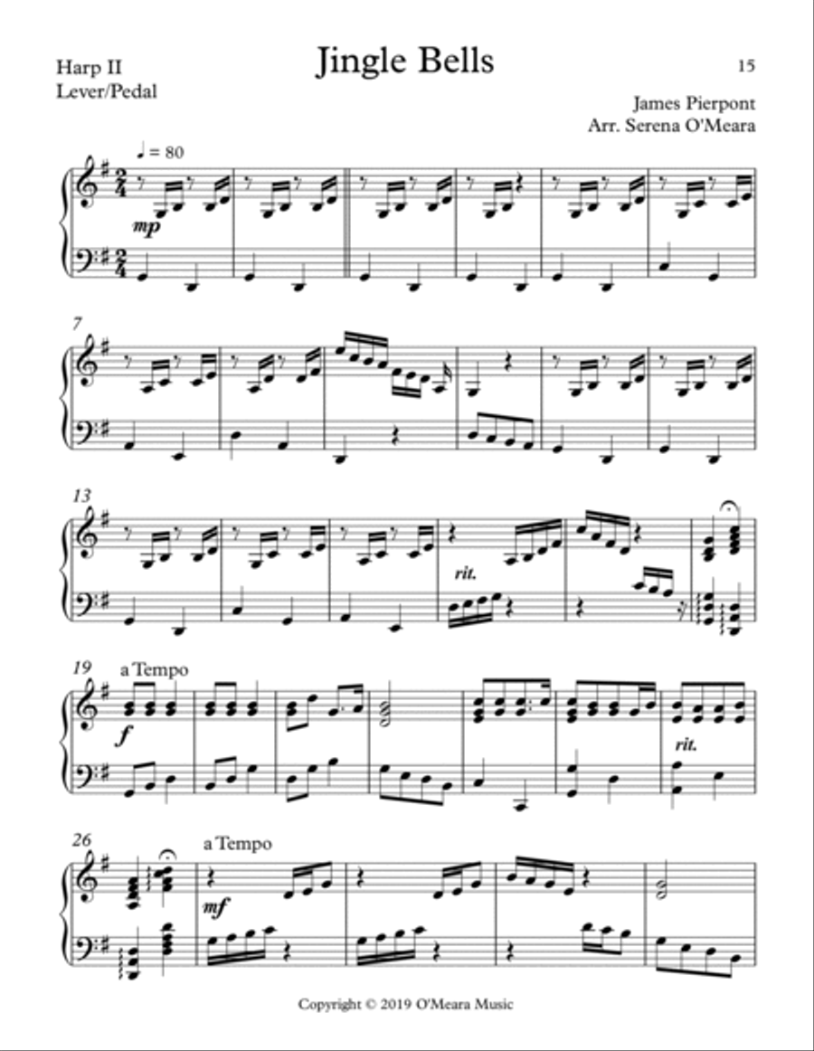 Jingle Bells, Harp II Celtic Harp scores gallery preview page 2