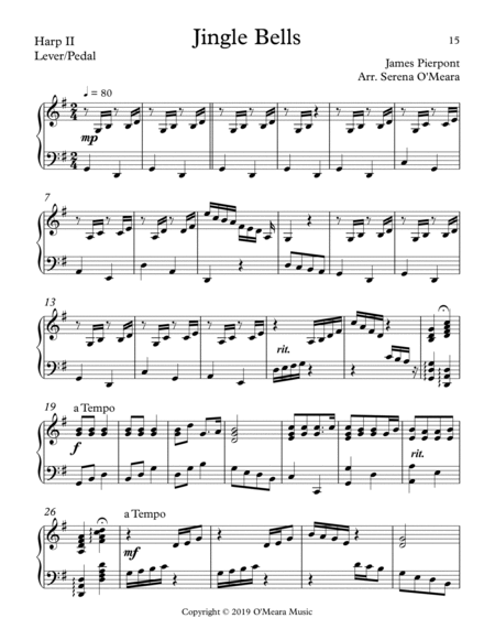 Jingle Bells, Harp II by James Pierpont Celtic Harp - Digital Sheet Music