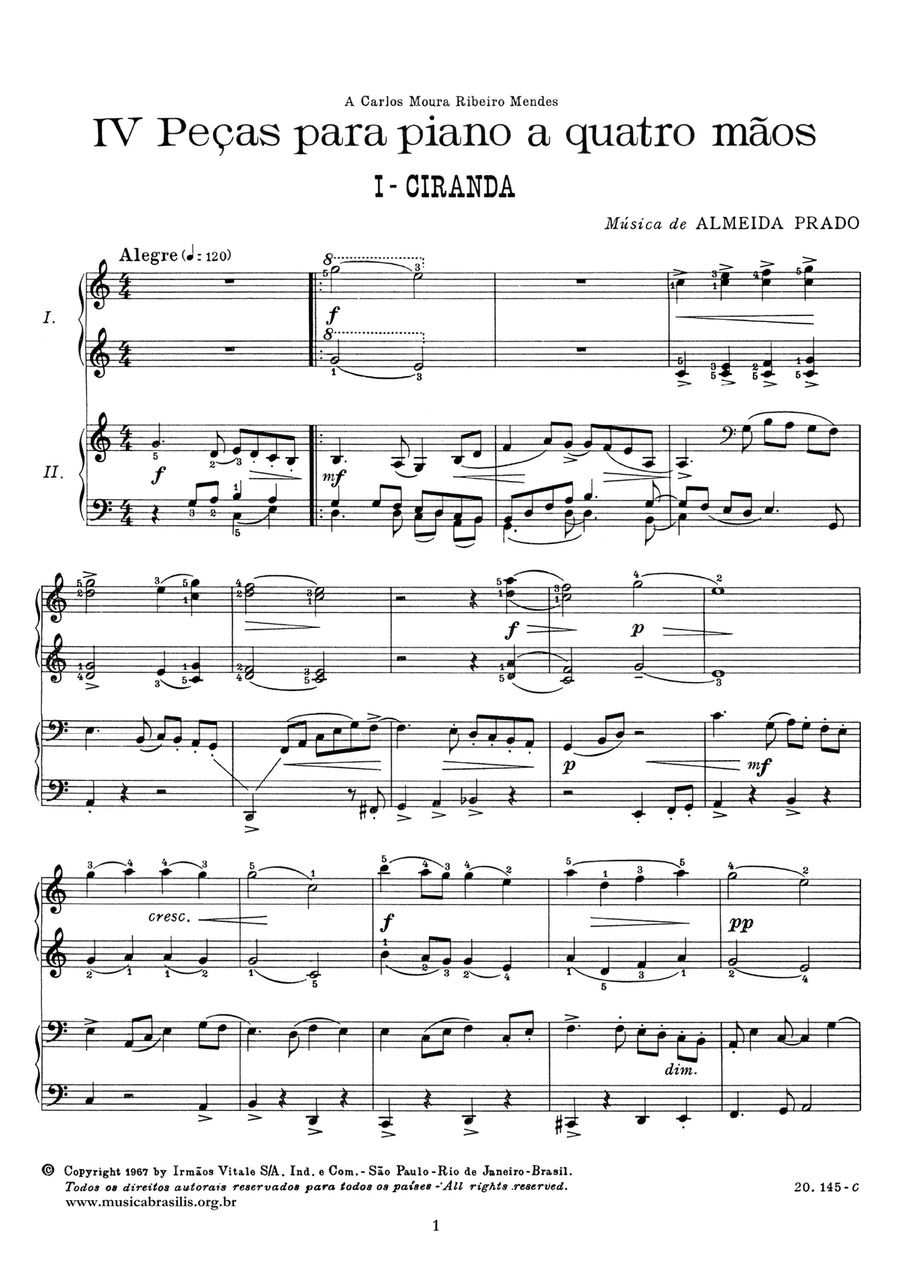 IV Peças para piano a quatro mãos 1 Piano, 4-Hands scores gallery preview page 3