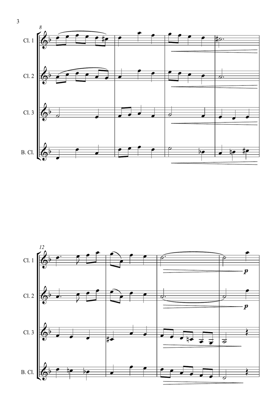 Jazz Carols Collection #6 - Clarinet Quartet (Coventry Carol; What Child Is This?; Silent Night) Clarinet Quartet scores gallery preview page 5