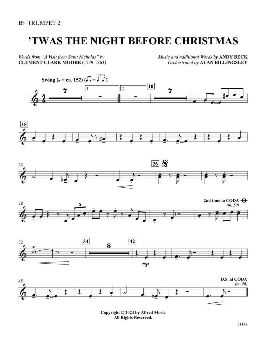 'Twas the Night Before Christmas: 2nd B-flat Trumpet B-Flat Trumpet scores gallery preview page 1