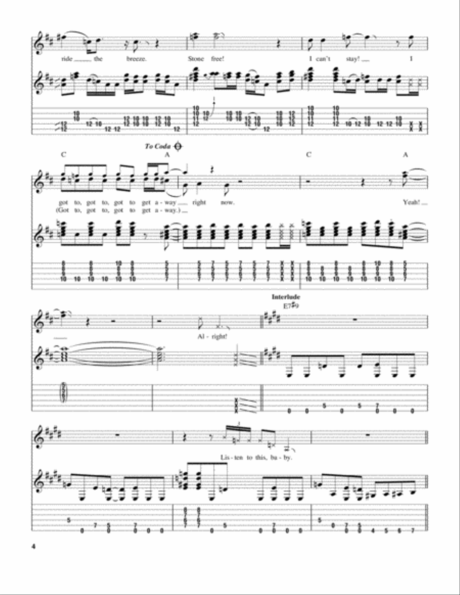 Stone Free Stone Free Acoustic Guitar scores gallery preview page 4