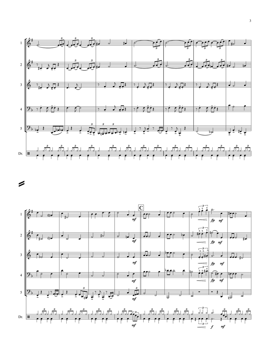 Moonlight Serenade for Brass Quintet ''Jazz for 5 Brass Series'' Small Ensemble scores gallery preview page 3
