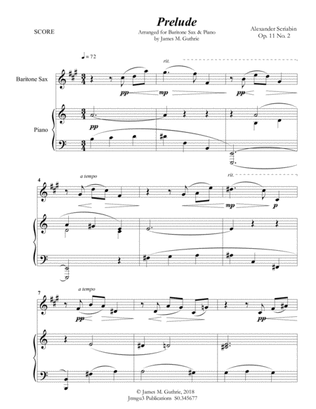 Scriabin: Prelude Op. 11 No. 2 for Baritone Sax & Piano