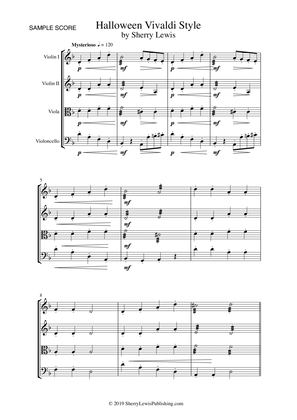 Book cover for HALLOWEEN VIVALDI STYLE String Quartet, Intermediate Level for 2 violins, viola and cello