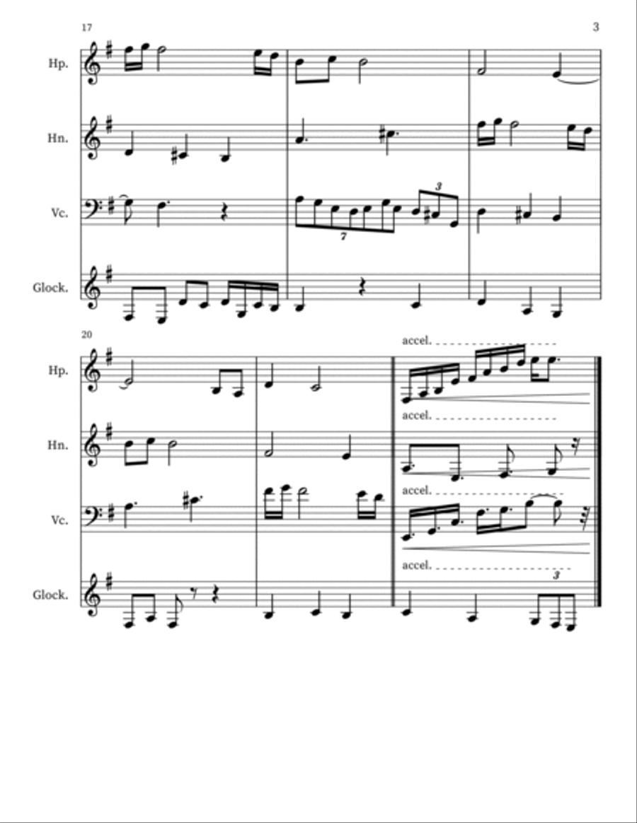 Aayo, for Harp, Corno, 'cello, Glockenspiel Horn scores gallery preview page 3