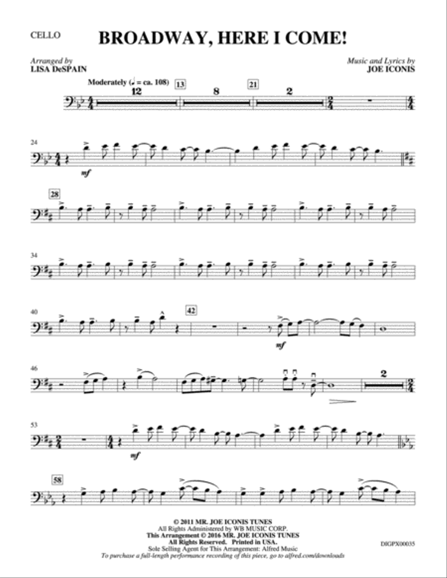 Broadway, Here I Come!: Cello Part scores gallery preview page 1