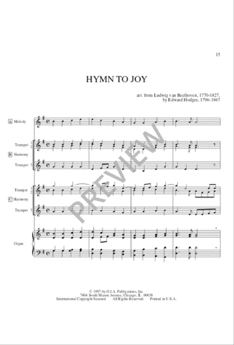 Twelve Hymn Settings for Three Trumpets and Organ Trumpet Trio scores gallery preview page 13