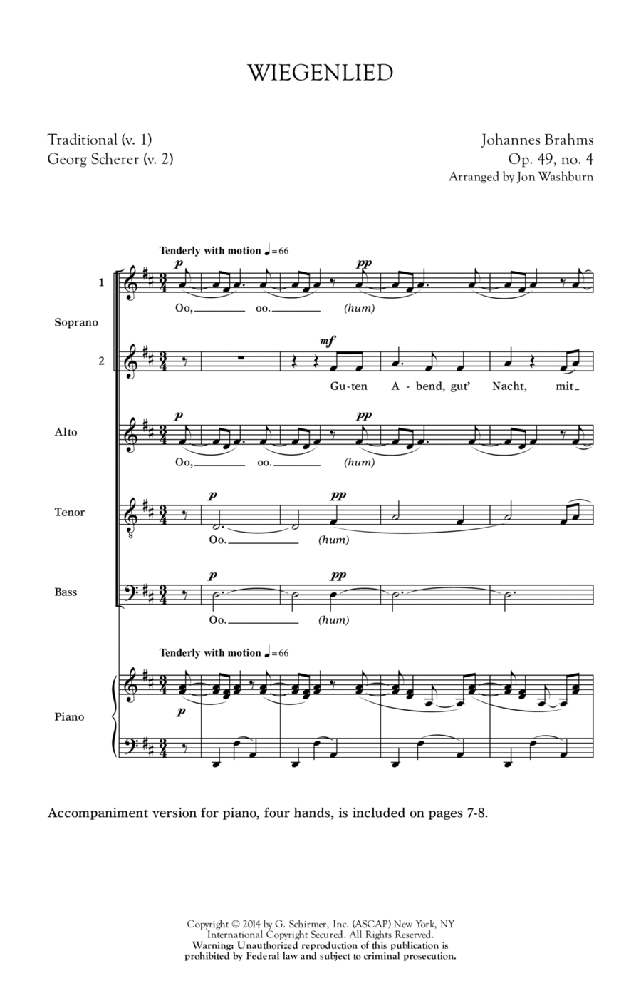 Wiegenlied Wiegenlied SSATB scores gallery preview page 1