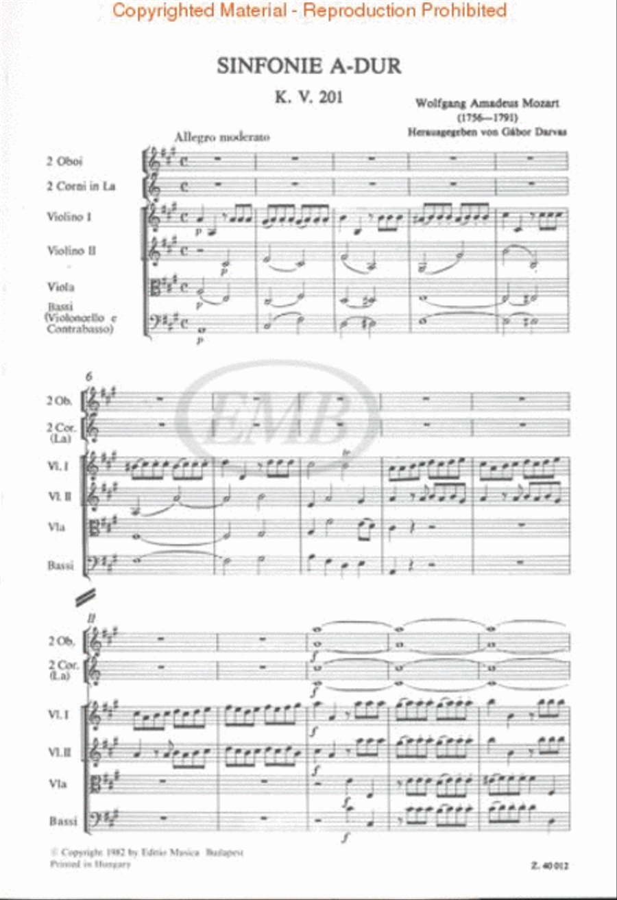 Symphony No. 29 in A Major, K. 201 Miniature Score scores gallery preview page 2