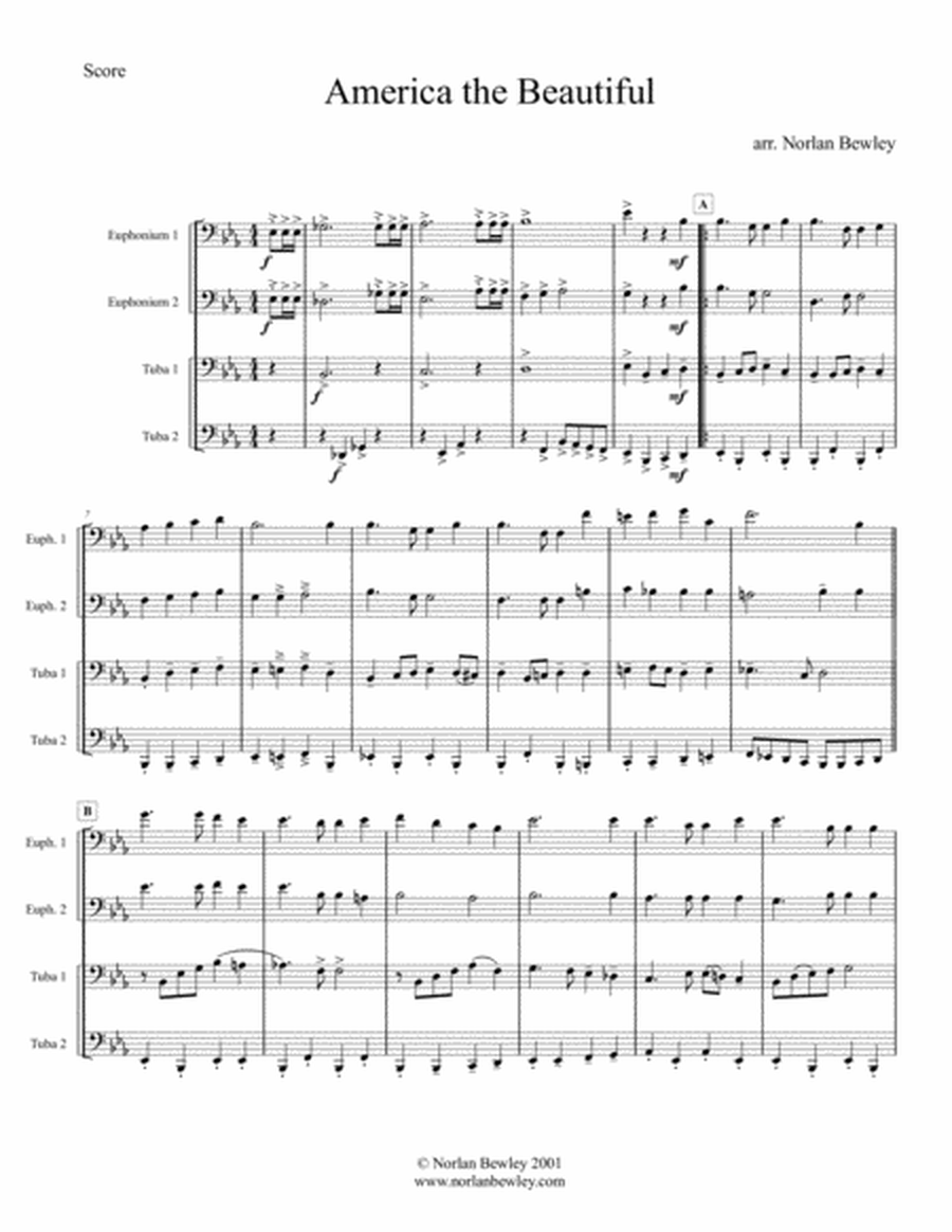 America The Beautiful - Tuba/Euphonium Quartet image number null