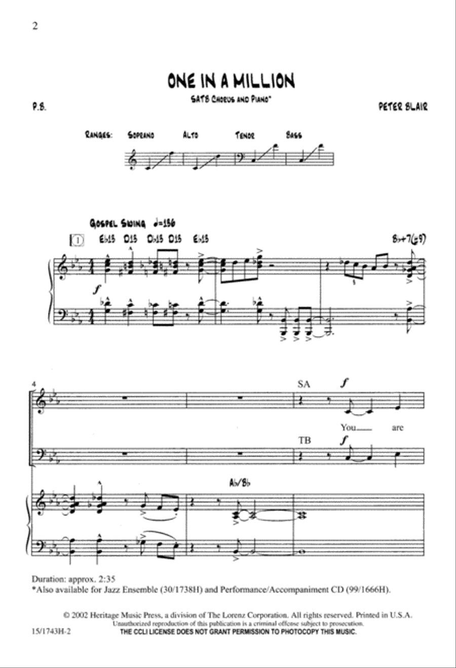 One in a Million One in a Million 4-Part scores gallery preview page 3