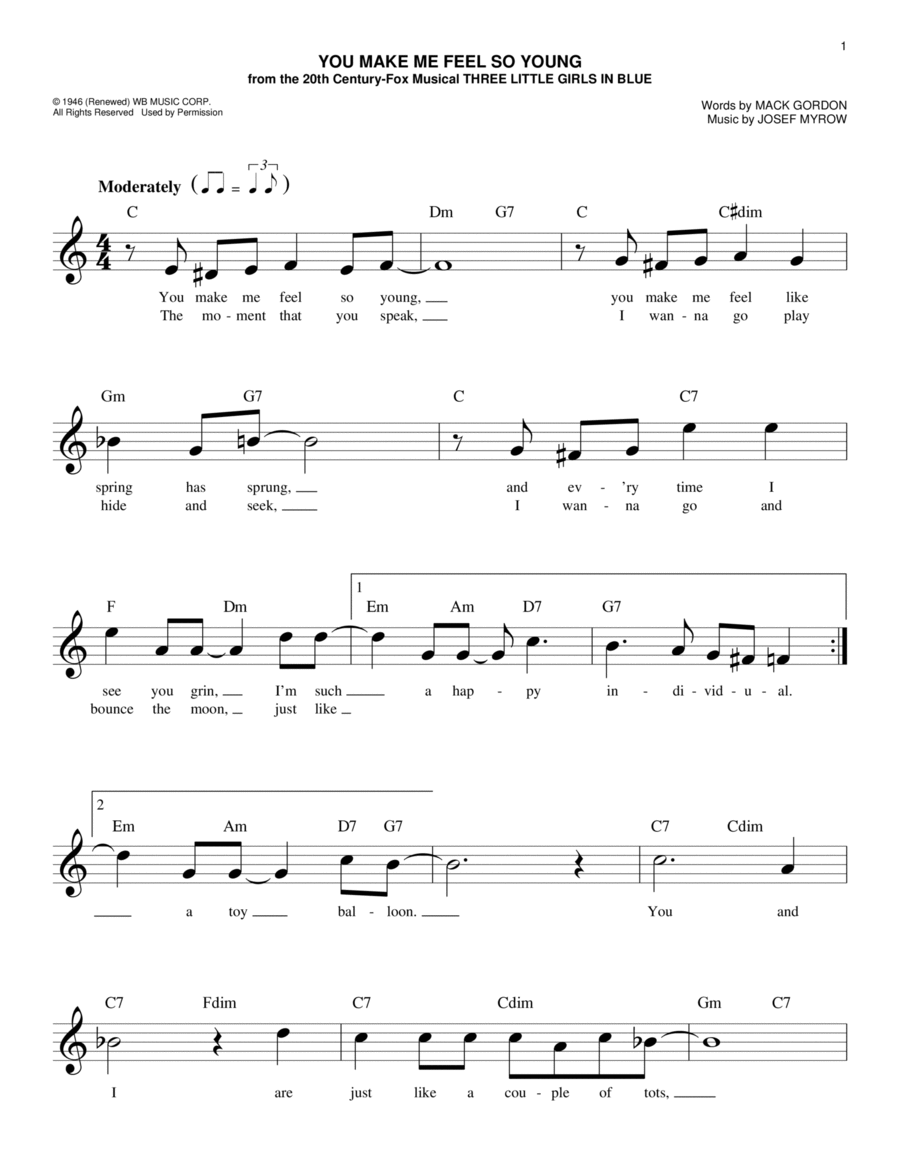 You Make Me Feel So Young Piano scores gallery preview page 1