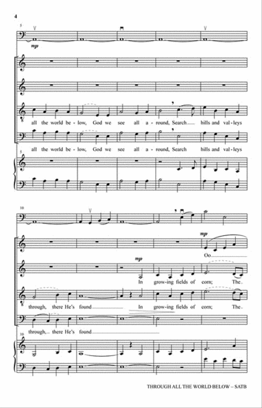 Through All the World Below 4-Part scores gallery preview page 3