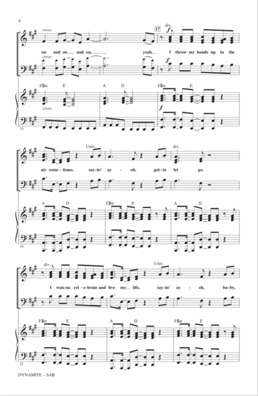 Dynamite (arr. Alan Billingsley) 3-Part scores gallery preview page 3