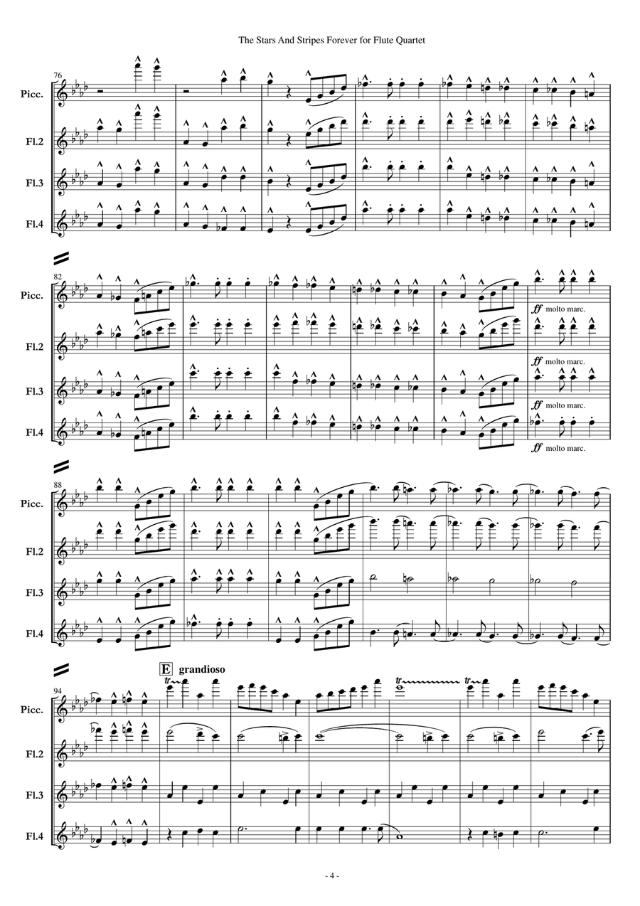 The Stars And Stripes Forever for Flute Quartet (Choir) Choir scores gallery preview page 4