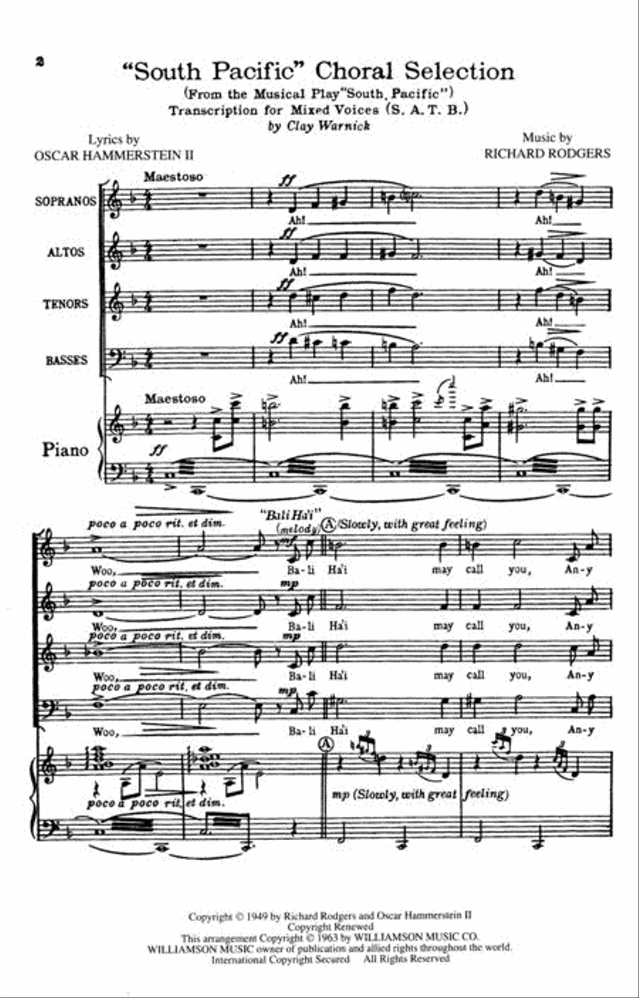 South Pacific (Medley) 4-Part scores gallery preview page 2
