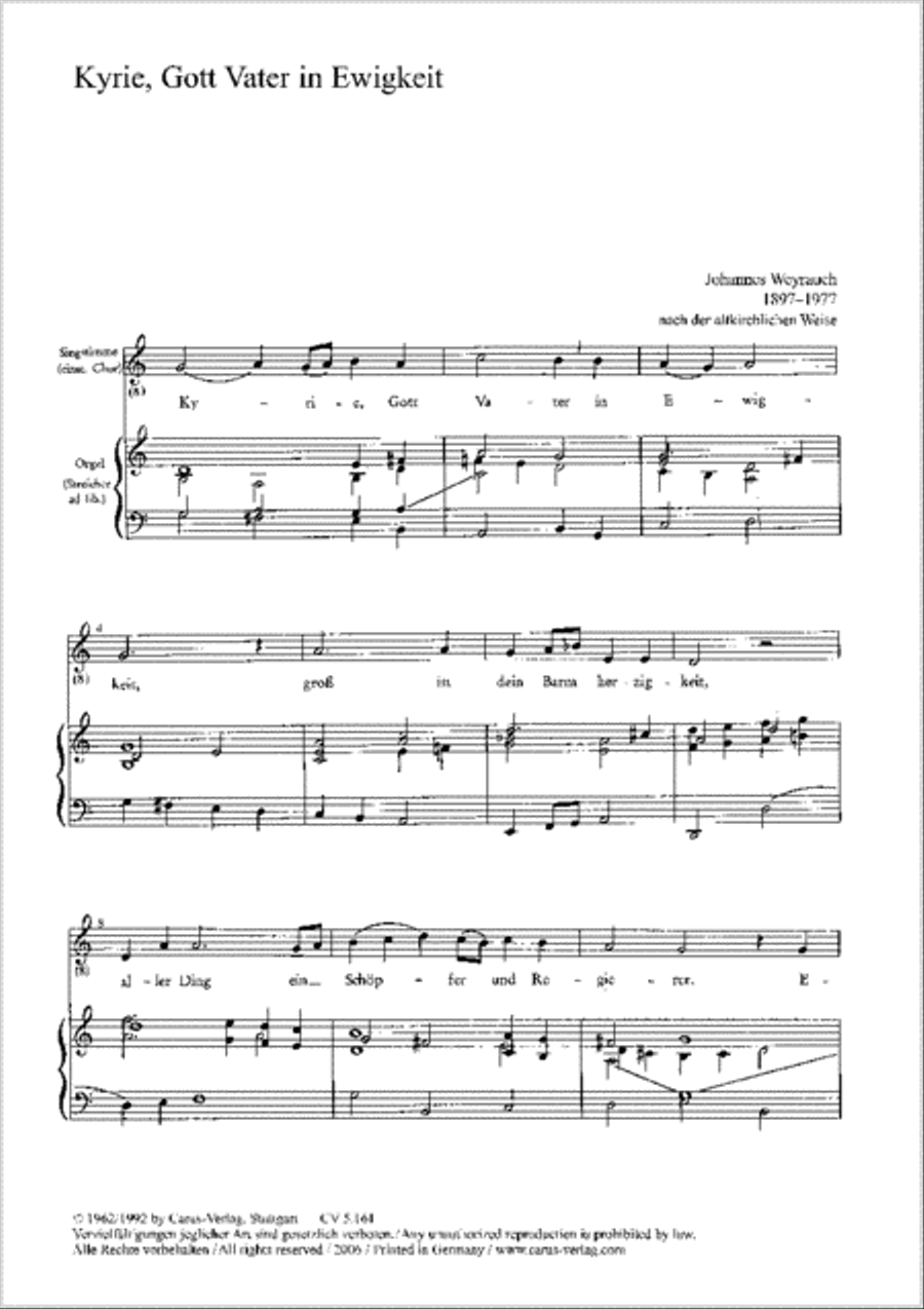 Kyrie, God Father throughout all time (Kyrie, Gott Vater in Ewigkeit) Unison Choir scores gallery preview page 1