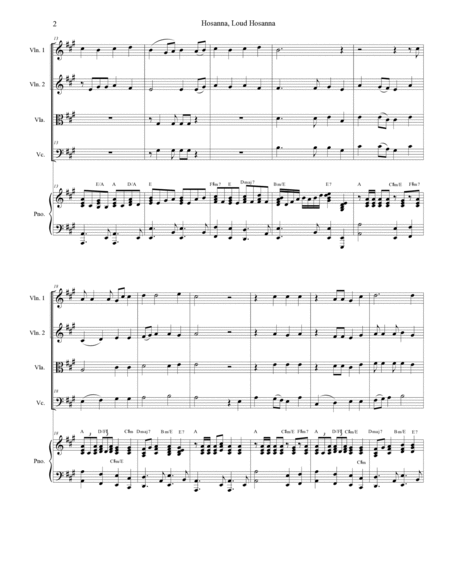 Hosanna, Loud Hosanna (String Quartet - Piano accompaniment) image number null