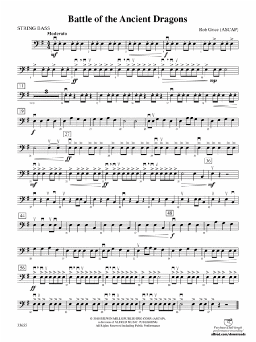 Battle of the Ancient Dragons: String Bass String Orchestra scores gallery preview page 1