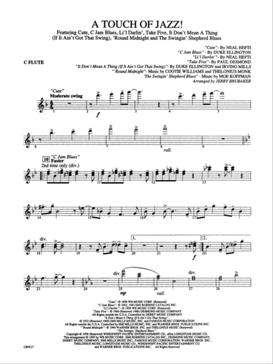 A Touch of Jazz!: Flute Concert Band scores gallery preview page 1