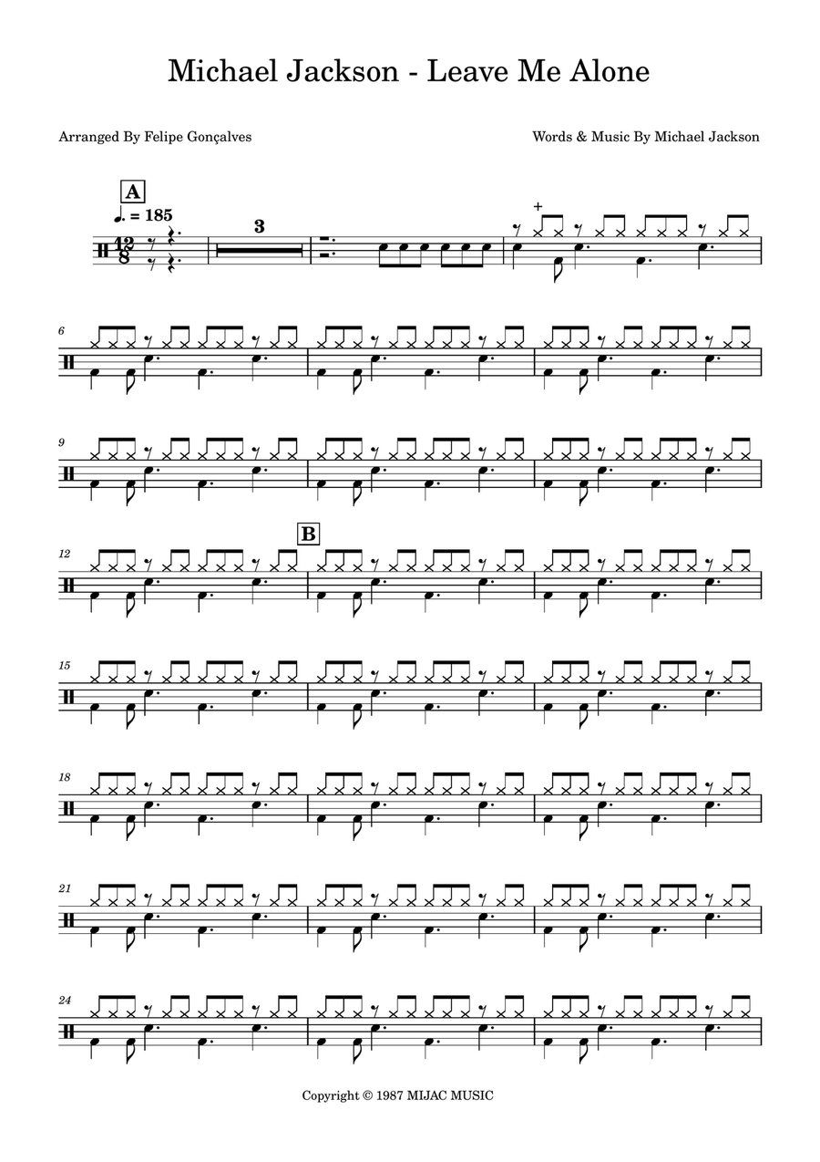 Leave Me Alone Leave Me Alone Drum Set scores gallery preview page 1