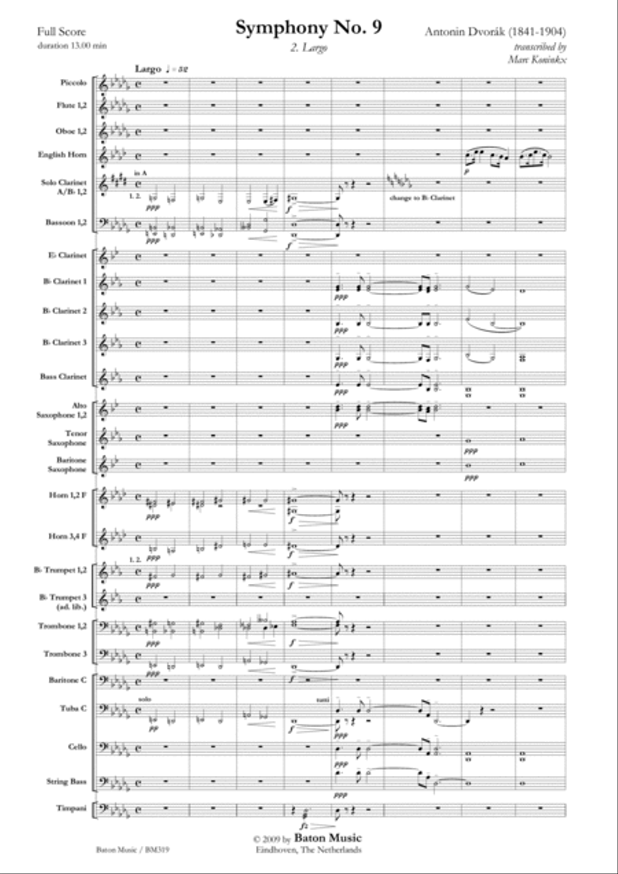Symphony No. 9 E minor Concert Band scores gallery preview page 2