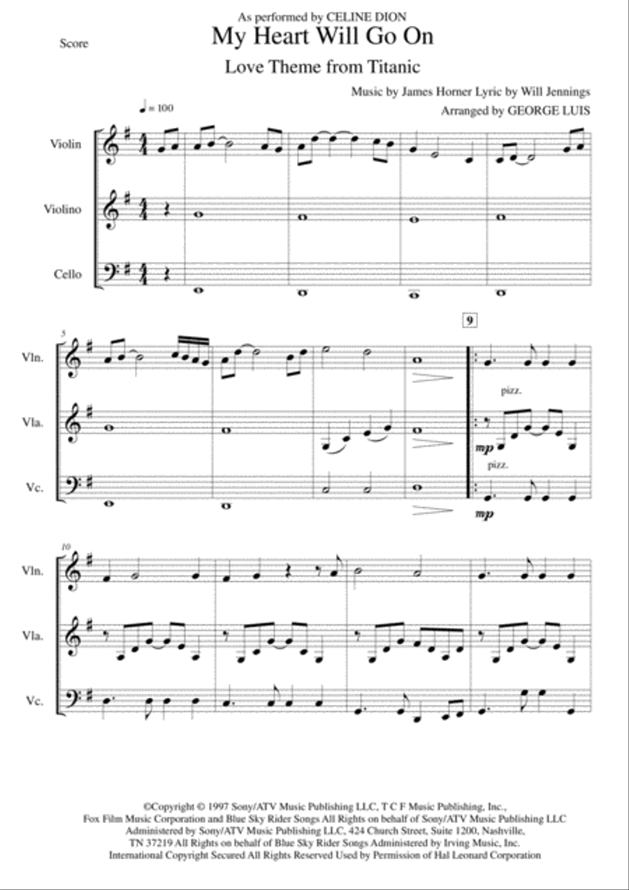 My Heart Will Go On (Love Theme from Titanic) My Heart Will Go On (Love Theme from Titanic) String Trio scores gallery preview page 2