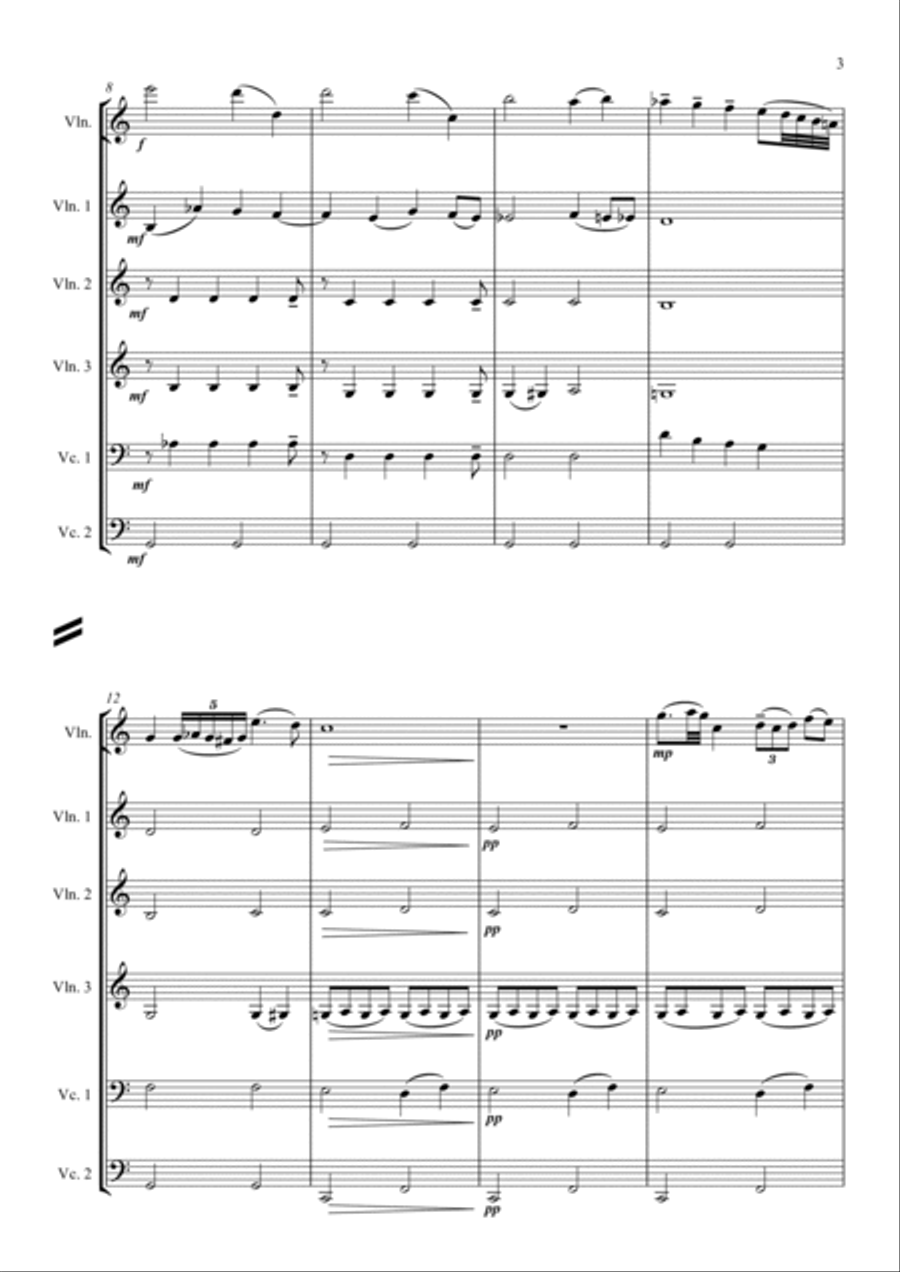Larghetto, for Solo Violin and Strings (School Arrangement) Chamber Music scores gallery preview page 3