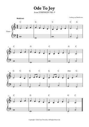 Ode To Joy - Easy Piano (C Major - with Chords)
