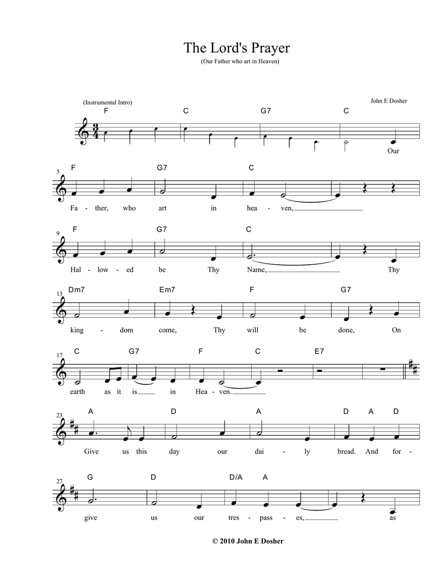 The Lord's Prayer (Our Father Who Art In Heaven) Small Ensemble scores gallery preview page 1