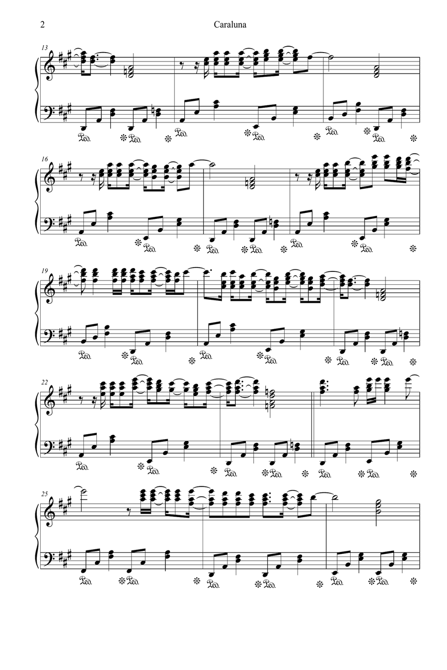 Caraluna Piano Solo scores gallery preview page 2
