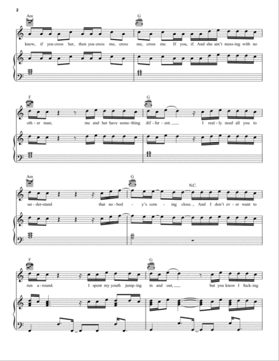 Cross Me (feat. Chance the Rapper & PnB Rock) Piano, Vocal, Guitar scores gallery preview page 2