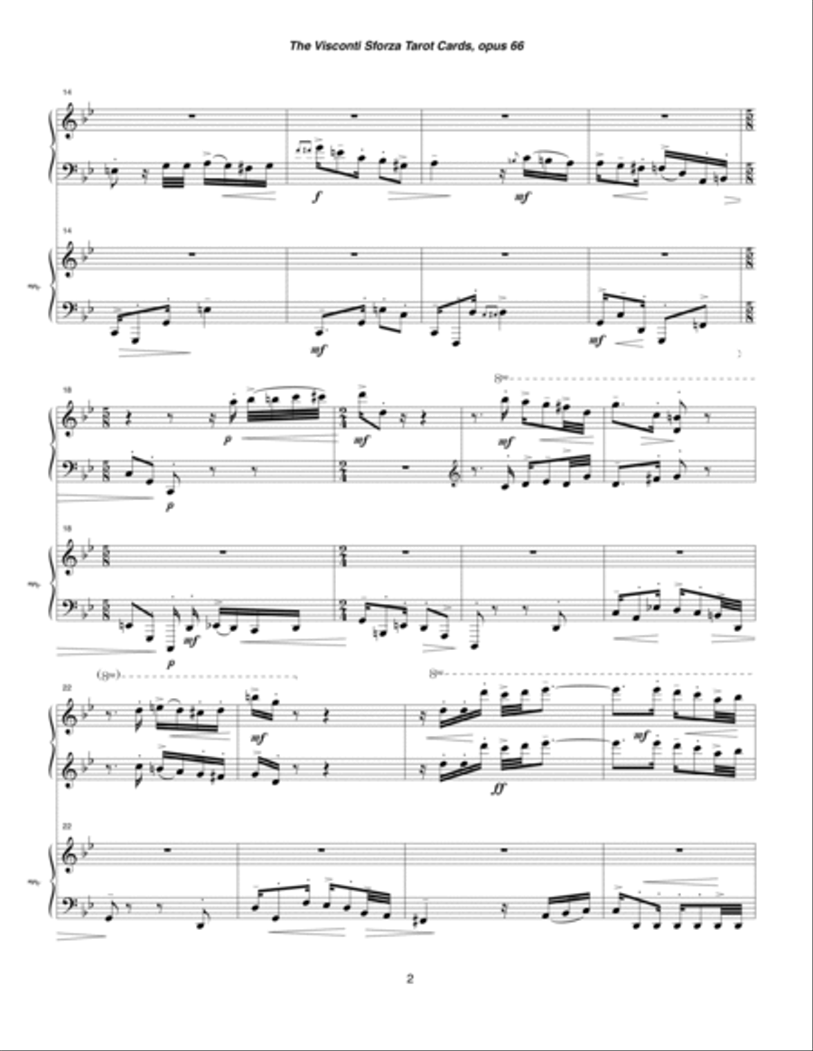 Visconti Sforza Tarot Cards, opus 66 ... Twenty Two Salon Pieces For Two Pianos (1996) 16 Il Diavolo 2 Pianos, 4-Hands scores gallery preview page 2
