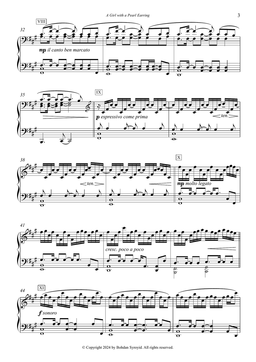 A Girl with a Pearl Earring Piano Solo scores gallery preview page 3
