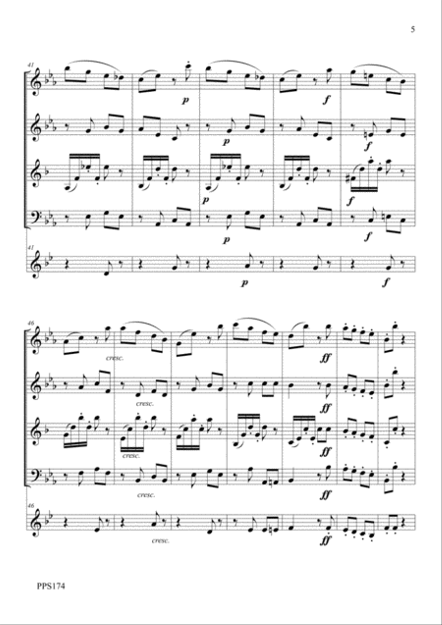 HAYDN DIVERTIMENTO IN Eb arranged for wind quintet Woodwind Quintet scores gallery preview page 5